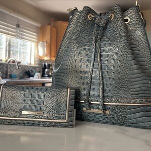 Brahmin Marlowe Slate Stratos and matching Ady Wallet Set